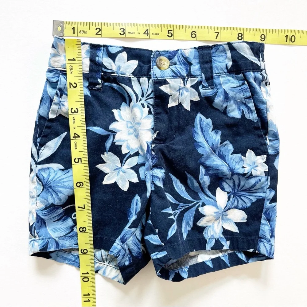 Janie & Jack Tropical Floral Poplin Navy Blue Shorts Size 12-18 Months